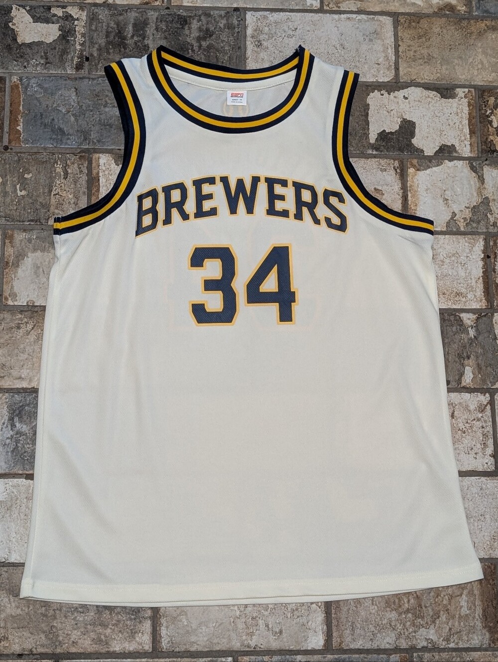 Milwaukee Brewers Giannis Antetokounmpo #34 ESPN Basketball Jersey Adult Medium